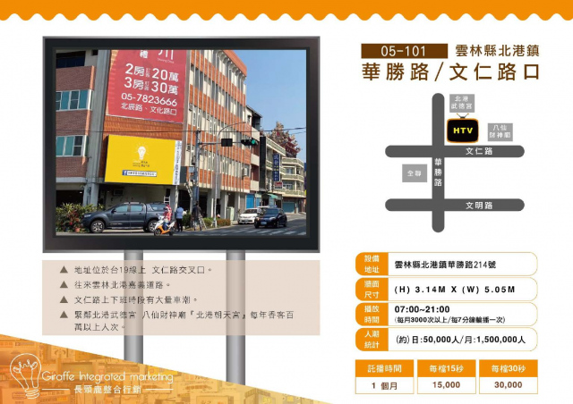 雲林縣北港鎮 華勝路/文仁路 戶外LED電視牆